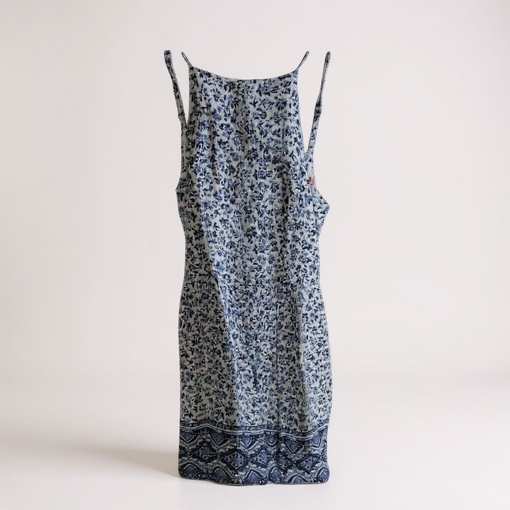 Hollister Blue and White Backless Dress